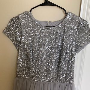 Women’s Adrianna Papell Sequined Tulle Gown - Silver 4